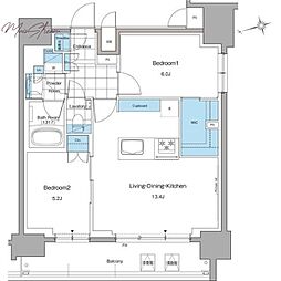 ルフォンプログレ本郷三丁目 11階2LDKの間取り