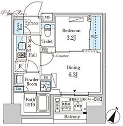 パークアクシス神保町 8階1DKの間取り