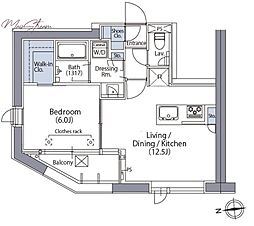 エルスタンザ文京湯島 9階1LDKの間取り