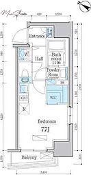 デュオフラッツ日本橋水天宮 4階ワンルームの間取り