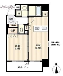 オーキッドレジデンス蔵前 2階1LDKの間取り