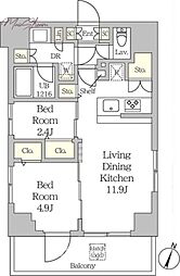 ＭＦＰＲコート日本橋人形町 9階2LDKの間取り
