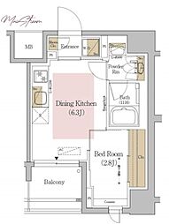 アーバネックス文京本郷 5階1DKの間取り