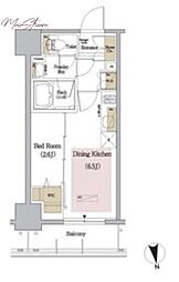 アーバネックス新御徒町 5階1DKの間取り