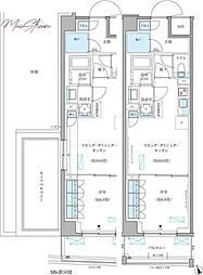 パークアクシス文京本郷 1LDKの間取図画像