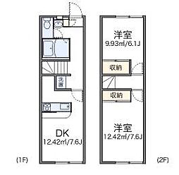 JR予讃線 国分駅 徒歩27分の賃貸アパート 1階2DKの間取り