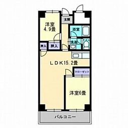 JR高徳線 昭和町駅 徒歩13分の賃貸マンション 7階2LDKの間取り