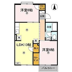 高松琴平電気鉄道志度線 琴電屋島駅 徒歩7分の賃貸アパート 2階2LDKの間取り