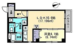 JR高徳線 栗林公園北口駅 徒歩4分の賃貸マンション 3階1LDKの間取り