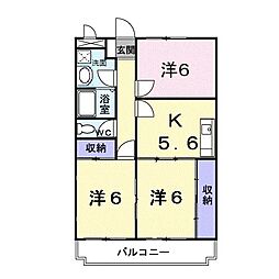 高松琴平電気鉄道長尾線 花園駅 徒歩16分の賃貸マンション 3階3Kの間取り