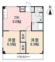 JR高徳線 昭和町駅 徒歩7分の賃貸アパート 3階2DKの間取り