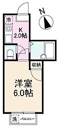 JR高徳線 栗林公園北口駅 徒歩8分の賃貸マンション 2階1Kの間取り