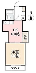 JR高徳線 昭和町駅 徒歩10分の賃貸マンション 3階1DKの間取り