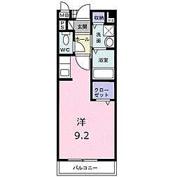 高松琴平電気鉄道琴平線 空港通り駅 徒歩5分の賃貸アパート 1階ワンルームの間取り