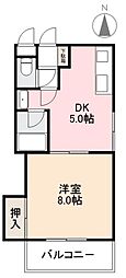 JR高徳線 栗林公園北口駅 徒歩8分の賃貸マンション 5階1DKの間取り