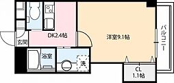 JR高徳線 栗林公園北口駅 徒歩9分の賃貸マンション 3階1Kの間取り