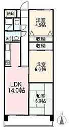 高松琴平電気鉄道琴平線 栗林公園駅 徒歩6分の賃貸マンション 5階3LDKの間取り