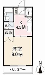 JR高徳線 木太町駅 徒歩13分の賃貸アパート 2階1Kの間取り