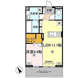 JR高徳線 昭和町駅 徒歩9分の賃貸アパート 3階1LDKの間取り