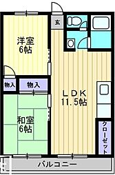 JR高徳線 木太町駅 徒歩8分の賃貸マンション 3階2LDKの間取り