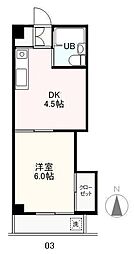 JR高徳線 栗林駅 徒歩5分の賃貸マンション 4階1DKの間取り