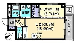 JR高徳線 栗林公園北口駅 徒歩4分の賃貸マンション 2階1LDKの間取り