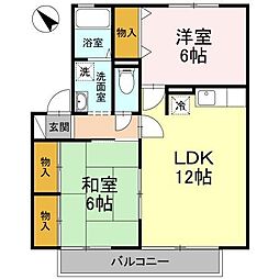 JR高徳線 木太町駅 徒歩7分の賃貸アパート 1階2LDKの間取り