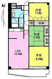 JR予讃線 高松駅 徒歩10分の賃貸マンション 4階3LDKの間取り