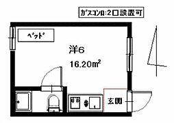 JR高徳線 栗林公園北口駅 徒歩10分の賃貸マンション 2階ワンルームの間取り