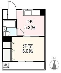 JR予讃線 香西駅 徒歩8分の賃貸マンション 3階1DKの間取り