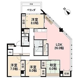 高松琴平電気鉄道琴平線 三条駅 徒歩4分の賃貸マンション 2階4LDKの間取り