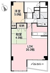 JR予讃線 香西駅 徒歩7分の賃貸マンション 2階2LDKの間取り