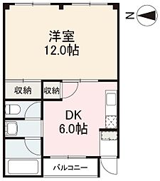 JR高徳線 昭和町駅 徒歩14分の賃貸アパート 2階1DKの間取り