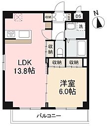 JR高徳線 栗林公園北口駅 徒歩6分の賃貸マンション 9階1LDKの間取り