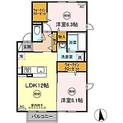 JR高徳線 屋島駅 徒歩24分の賃貸アパート 2階2LDKの間取り