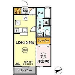 高松琴平電気鉄道琴平線 三条駅 徒歩19分の賃貸アパート 1階1LDKの間取り