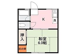 香川県木田郡三木町大字池戸2749-7の賃貸アパート 2階1Kの間取り