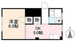 JR高徳線 昭和町駅 徒歩7分の賃貸マンション 2階1DKの間取り