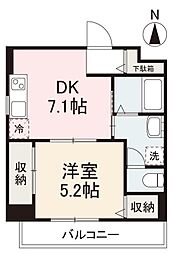 JR高徳線 栗林公園北口駅 徒歩6分の賃貸マンション 7階1DKの間取り
