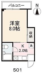 JR高徳線 栗林公園北口駅 徒歩8分の賃貸マンション 5階1Kの間取り