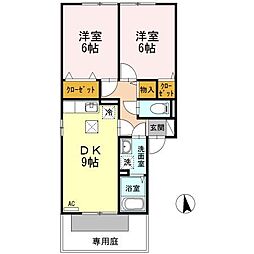 高松琴平電気鉄道長尾線 林道駅 徒歩6分の賃貸アパート 1階2DKの間取り
