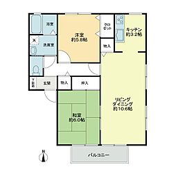 JR高徳線 屋島駅 徒歩4分の賃貸アパート 2階2LDKの間取り