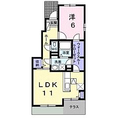 JR高徳線 木太町駅 徒歩6分の賃貸アパート 1階1LDKの間取り