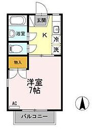 JR高徳線 屋島駅 徒歩7分の賃貸アパート 2階1Kの間取り