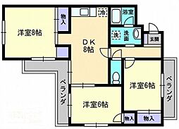 JR高徳線 昭和町駅 徒歩16分の賃貸マンション 4階3DKの間取り
