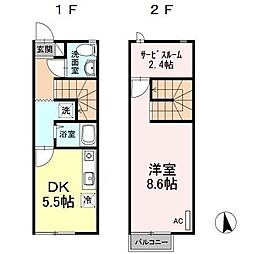 高松琴平電気鉄道長尾線 林道駅 徒歩14分の賃貸アパート 1階1SLDKの間取り