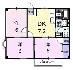 JR高徳線 屋島駅 徒歩11分の賃貸アパート 2階3DKの間取り