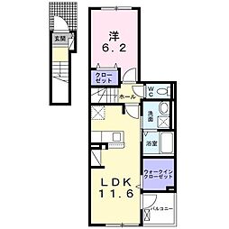 高松琴平電気鉄道志度線 潟元駅 徒歩11分の賃貸アパート 2階1LDKの間取り