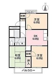 JR高徳線 木太町駅 徒歩7分の賃貸アパート 2階3DKの間取り