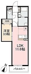 高松琴平電気鉄道長尾線 花園駅 徒歩8分の賃貸マンション 4階1LDKの間取り